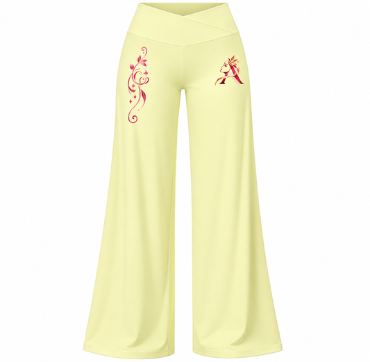 High-waisted wide-leg activewear pants in a pastel shade