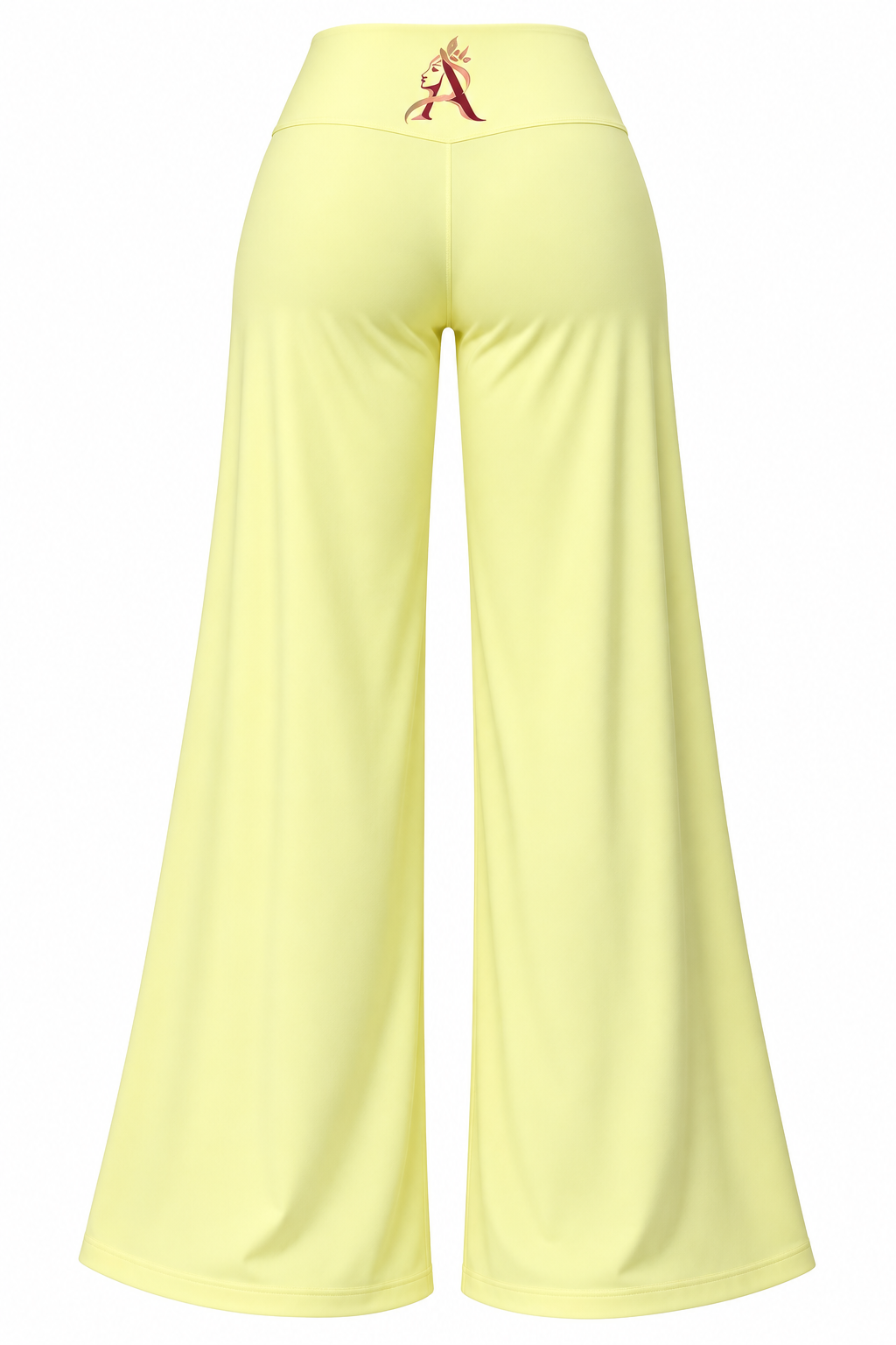 Blush pink activewear set showing the cropped top and high-waisted wide-leg pants