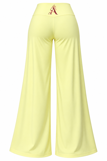 Blush pink activewear set showing the cropped top and high-waisted wide-leg pants