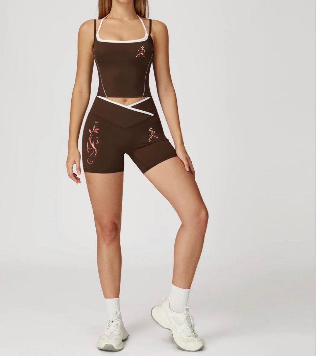 Pink Contrast-Trim Activewear Set