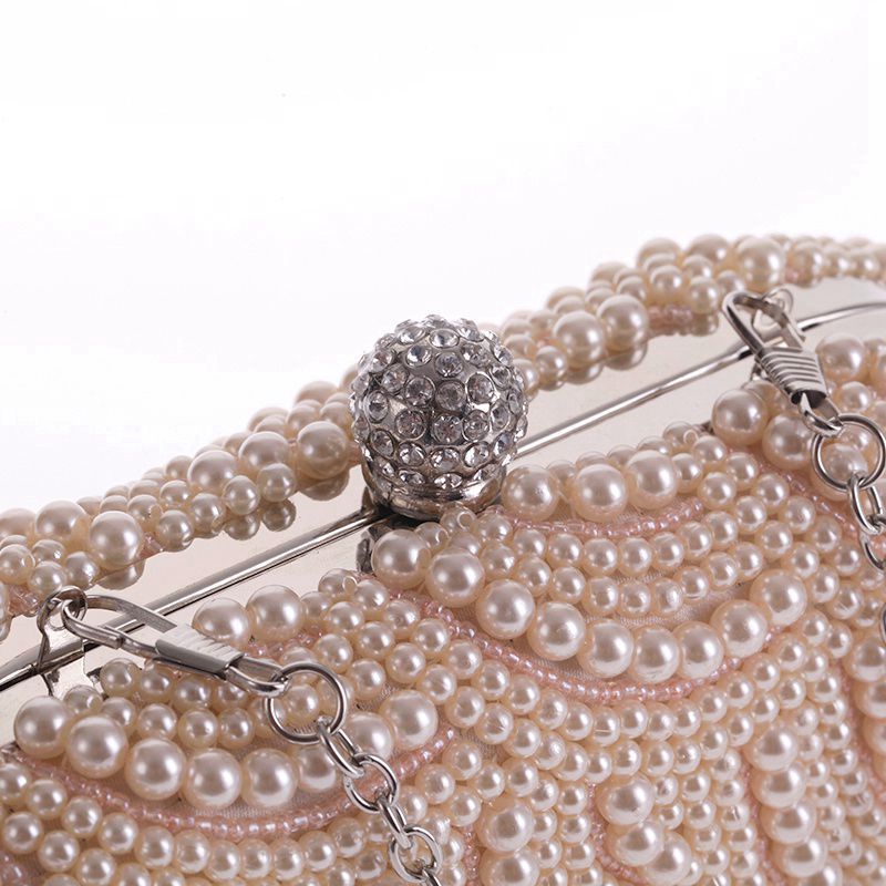 Elegant White Pearl Evening Clutch Bag for Women