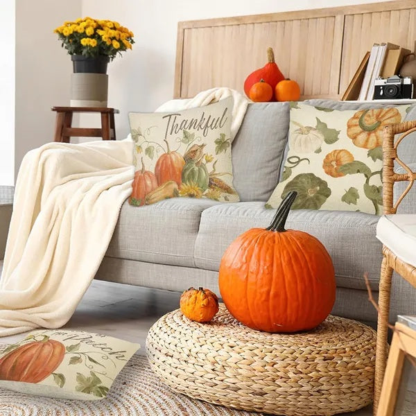 Autumn Essence 4-Piece Linen Pillow Covers 18x18