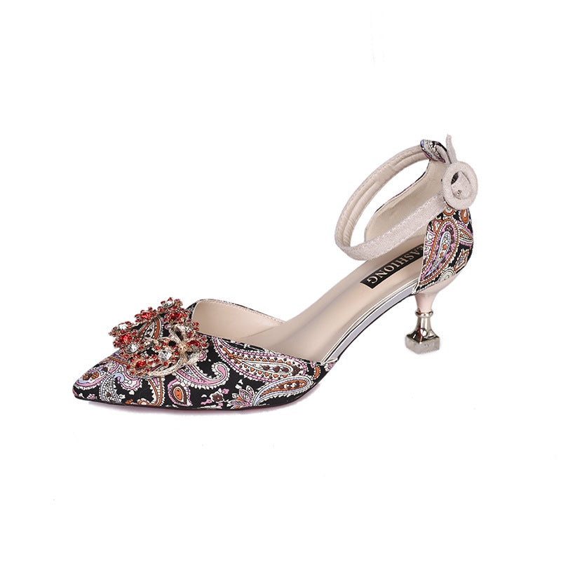 Glamorous Red Stiletto Bridal Heels with Rhinestones