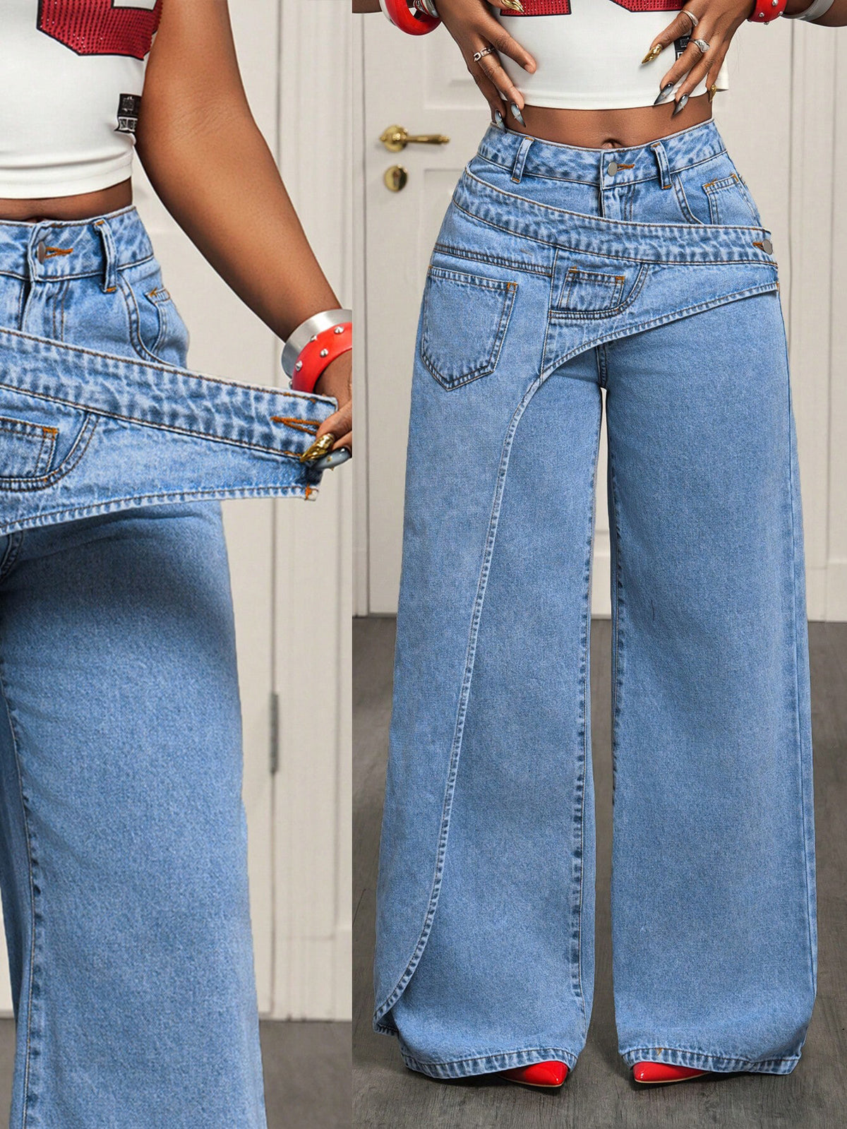 Luxe Straight Leg Denim Pants for Women