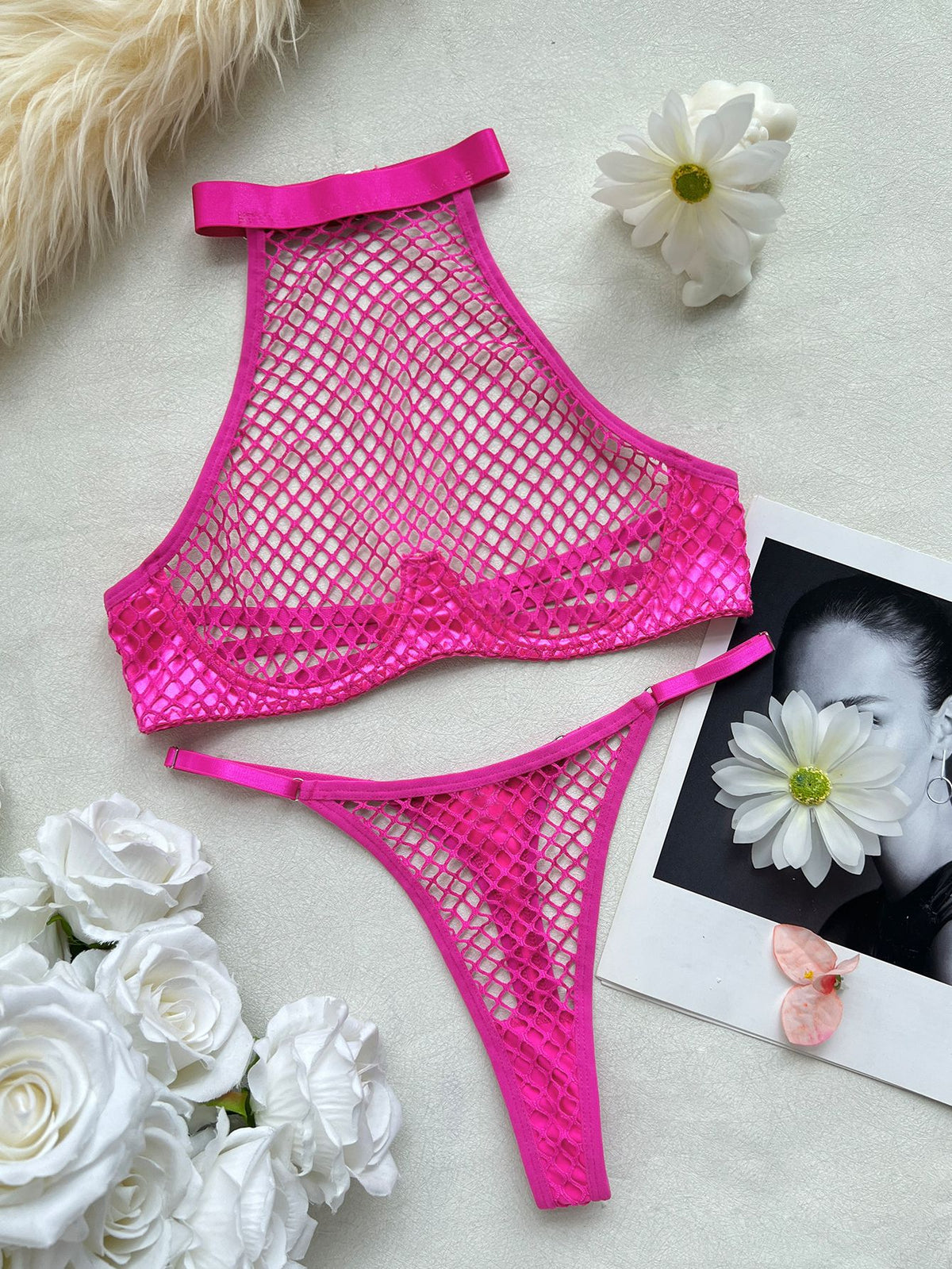 LUXURY AURA  Sexy Fishnet Lingerie Underwear Set