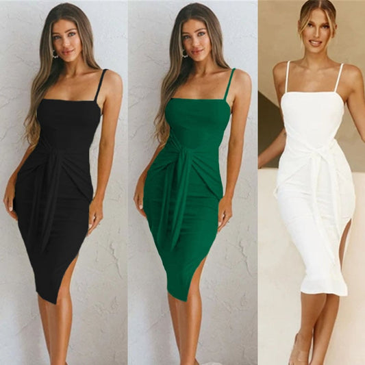 Strap Slit Casual Tight Dress for Women