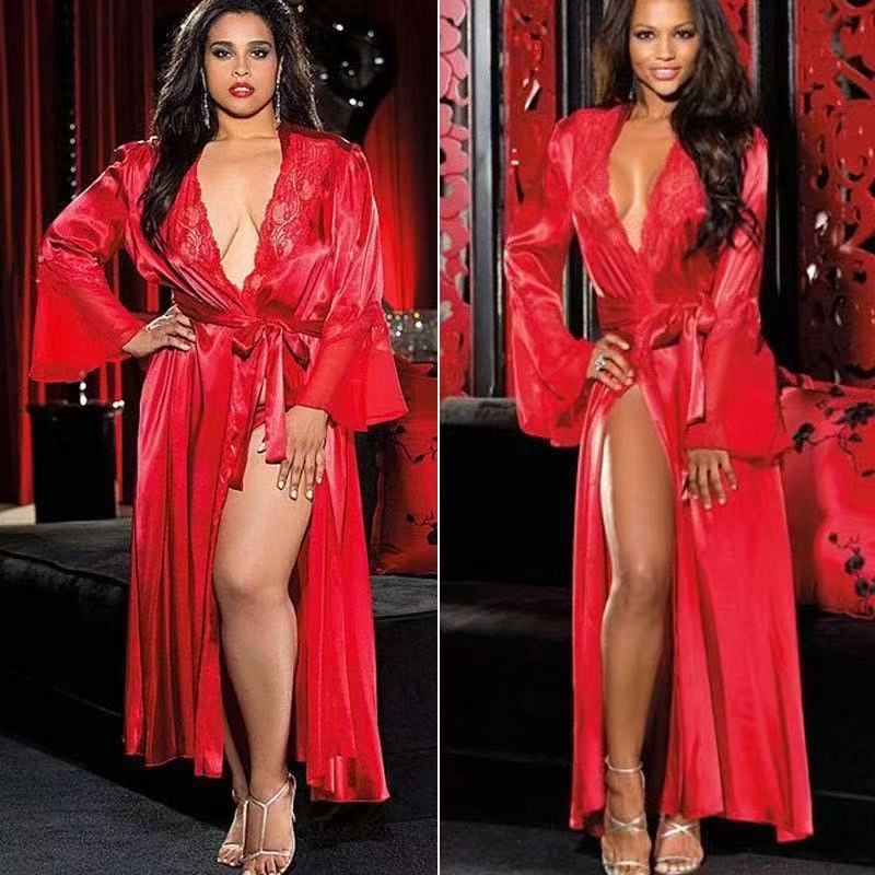 LUXURY AURA  Ice Silk Lingerie Long Dress