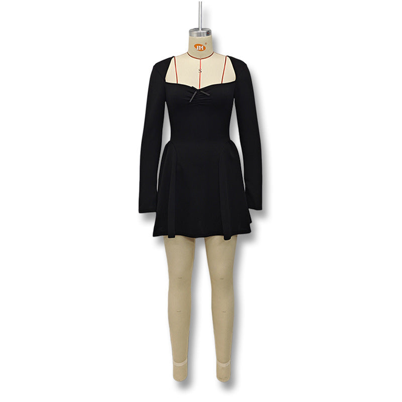 Womens A-line Long Sleeve Tube Top Dress