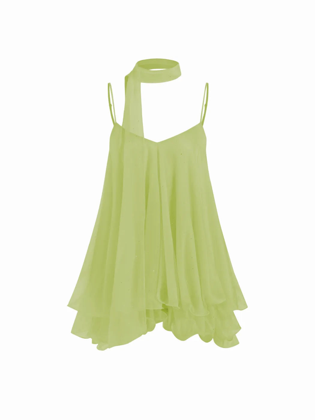 LUXURY AURA Sparkle Knit Halter Dress with Leaf Edge