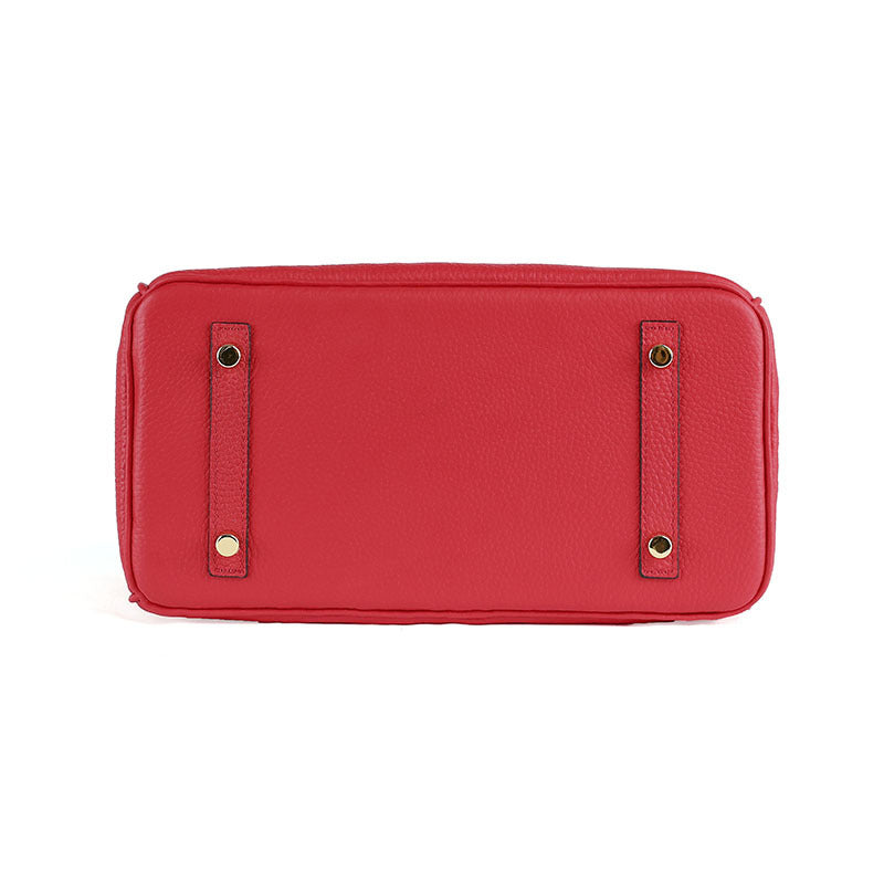 Platinum Lychee Pattern Cowhide Handbag