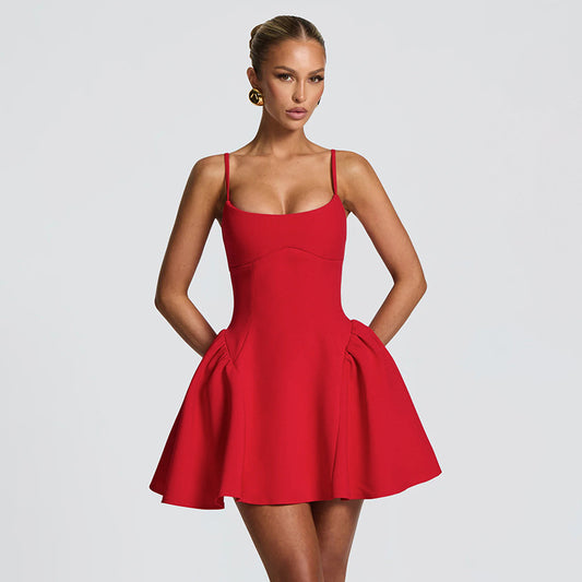 LUXURY AURA Suspender A-Line Sleeveless Dress