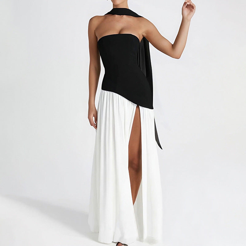 LUXE Elegant Waist Cinching Slit Dress