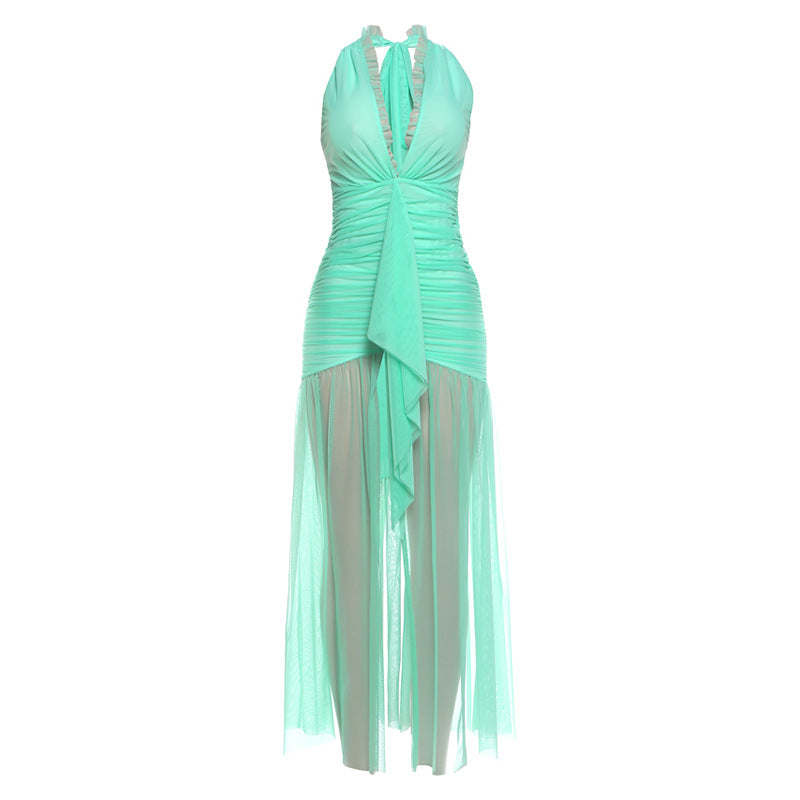 LUXE Elegant V-Neck  Mesh Dress