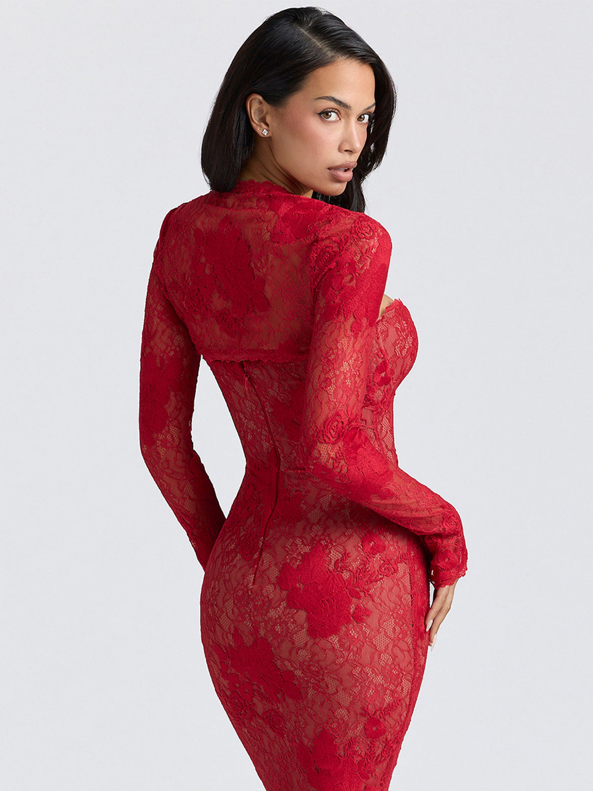 LUXURY AURA Elegant Floral Lace Two-Piece Dress Set