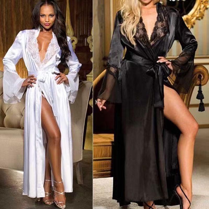 LUXURY AURA  Ice Silk Lingerie Long Dress