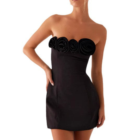 Women?s Floral Strapless A-Line Dress
