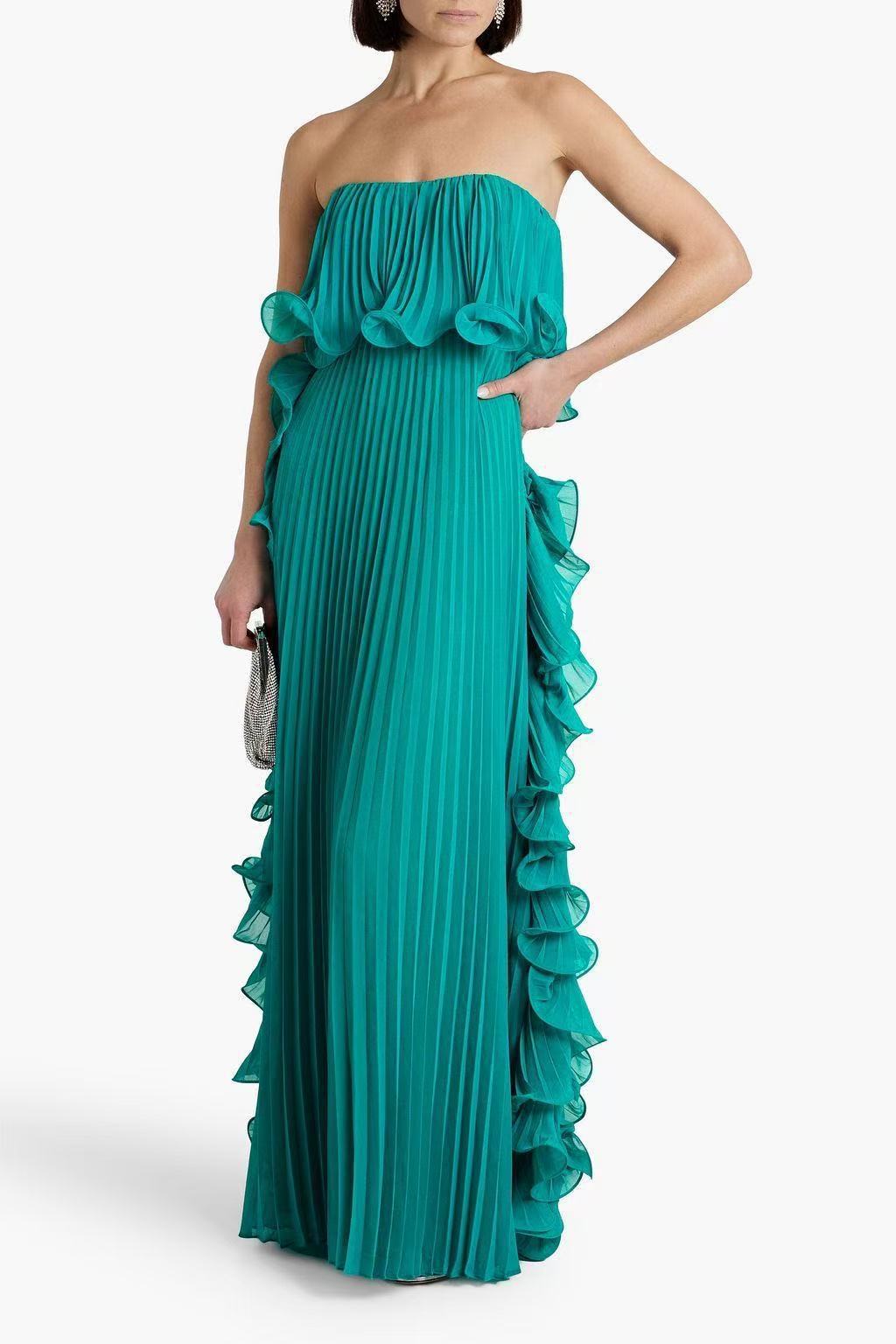 LUXE Pleated Wrap Flared Dress