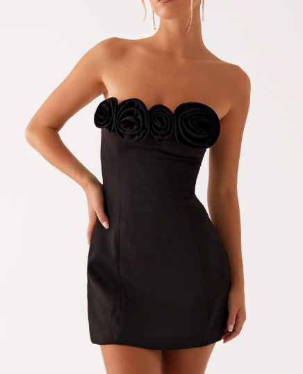 Women?s Floral Strapless A-Line Dress