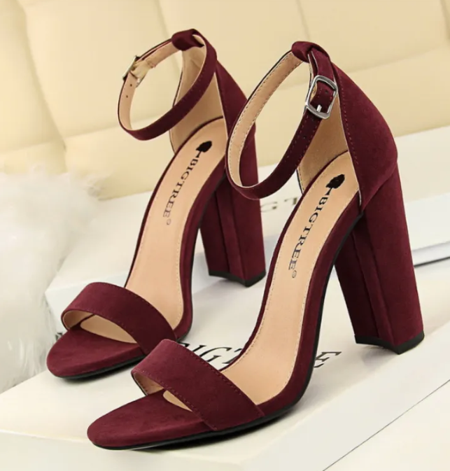 Chic Strappy High Heels - Purple Pink