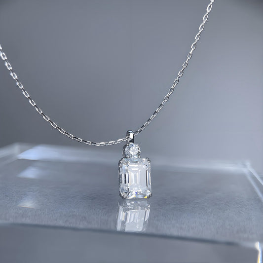 Rectangular Moissanite 925 Silver Necklace