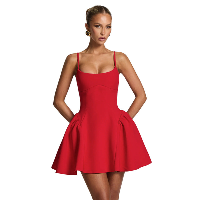 LUXURY AURA Suspender A-Line Sleeveless Dress