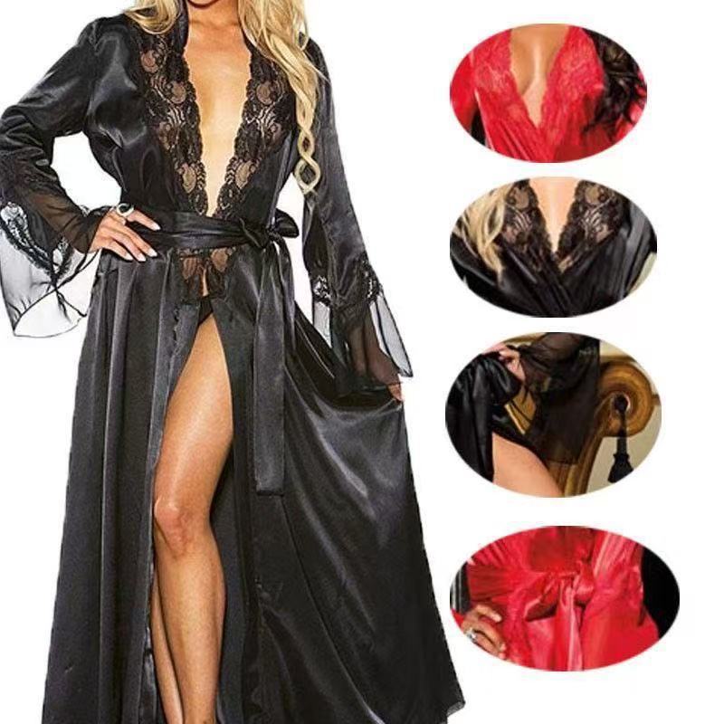 LUXURY AURA  Ice Silk Lingerie Long Dress
