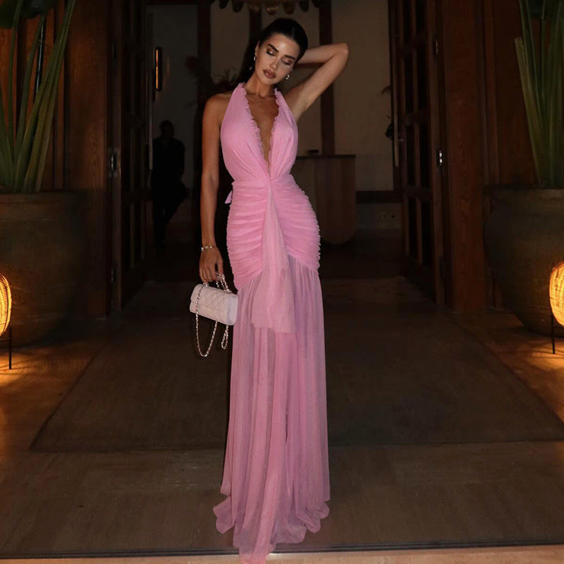 LUXE Elegant V-Neck  Mesh Dress